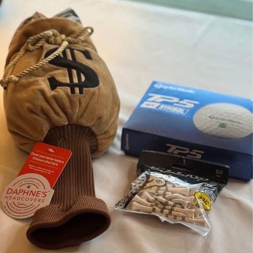 NWT-Golf Sport Accessories, Money Theme, Taylor Made Balls, Tee’s & Club Cover